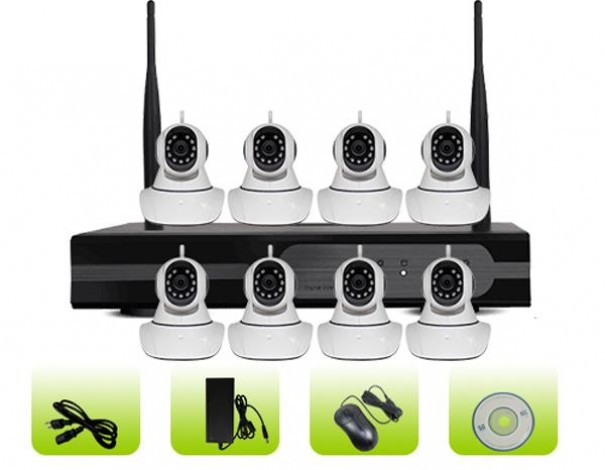 SK08W-10RM 8 Channel Two Way Audio Recording 720P WiFi IP Camera System