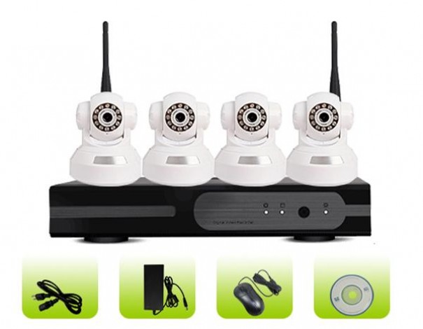 SK04W-10RB H.264 Indoor Surveillance Wireless Network IP 4ch Camera System