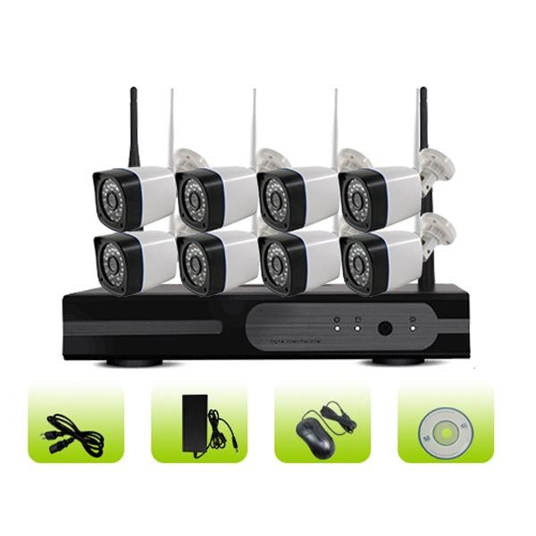 SK08W-10PP Outdoor Surveillance 8ch Camera 3G WiFi P2P Cloud NVR Kit