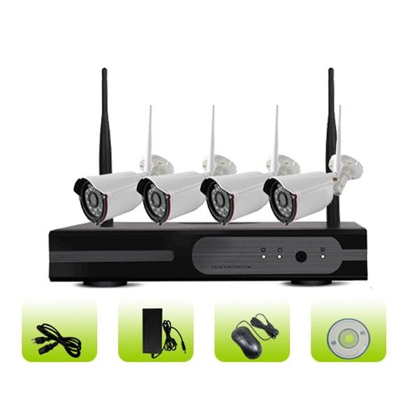 SK04W-10PE Two Way Audio Real Time Video Recording 4ch Waterproof Bullet Network Camera Kits