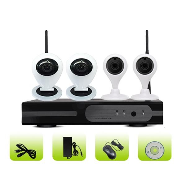 SK04W-10CM Plastic Housing Indoor Security 4ch Smart Home Mini Camera System