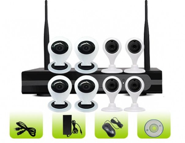 SK08W-10CM Remote View Hd Video 8 Channel P2P Cloud Smart Home Mini Camera System