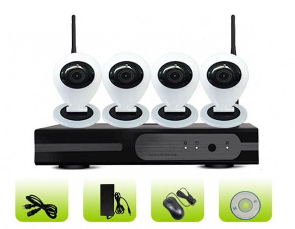 SK04W-10CB Smart Home Remote Viewing 3G Surveillance 4ch Mini Camera NVR Kit